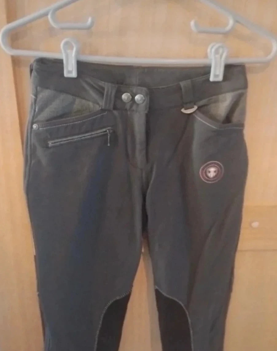 Calça de equitação feminina cinza/preto, Fouganza team T32 – photo 2